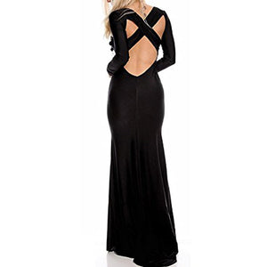 New Sexy Bodycon Women Long Sleeve Deep Backless Bandage Long Maxi Dress Cross Strap Elegant Long Evening Gown 4 COLORS S-XL