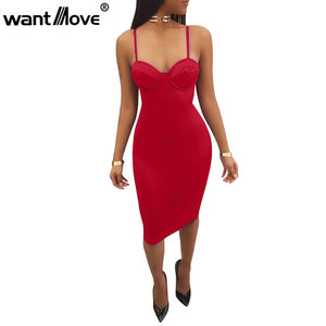 Wantmove women sexy satin slik dress back zipper sleeveless spaghetti strap club wear sheath dresses for women JZ167