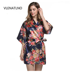 Silk Bridesmaid Bride Robe Sexy Women Short Satin Wedding Kimono Robes Sleepwear Nightgown Dress Woman Bathrobe Floral robe