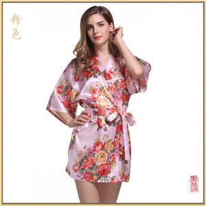 Silk Bridesmaid Bride Robe Sexy Women Short Satin Wedding Kimono Robes Sleepwear Nightgown Dress Woman Bathrobe Floral robe