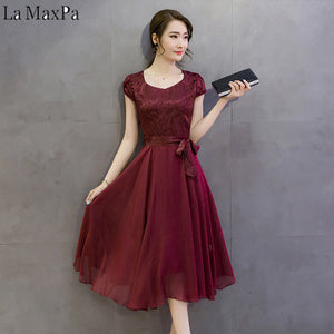 2018 New Summer Dress Female Elegant Chiffon Silk Party Dresses for women Red Robe Femme Plus Size Womens Vestidos Mujer