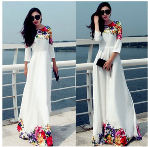 Spring and summer fashion prints. Long, high-end ladies' party dresses. Pure color printing, comfortable and elegant.